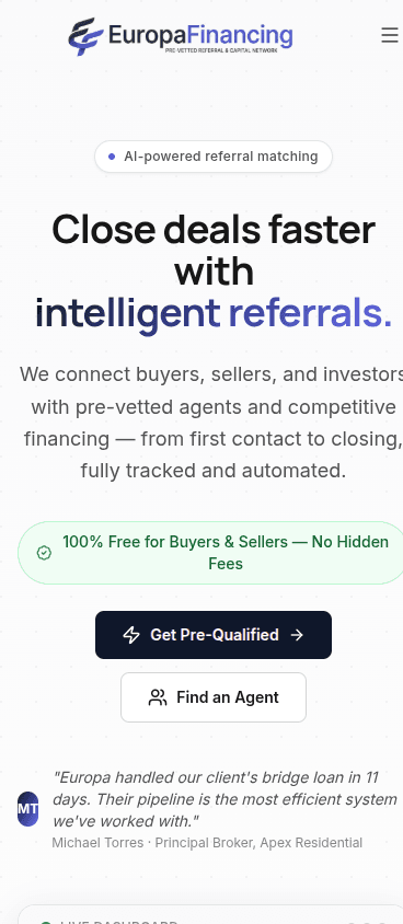 Europa Financing mobile site